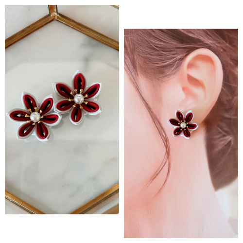 つまみ細工アクセサリー✴︎ピアス（orイヤリング）サージカル