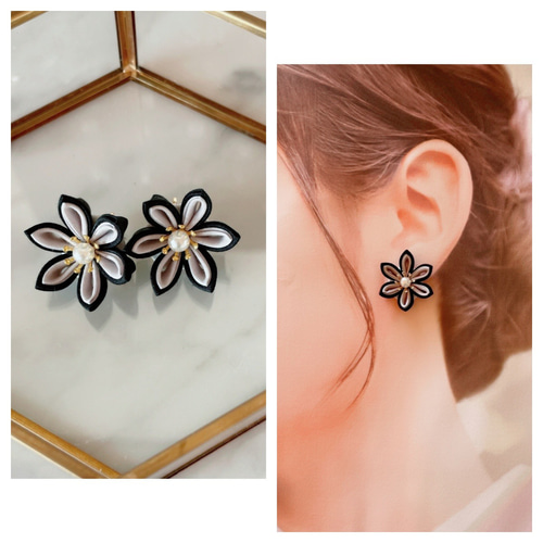 つまみ細工アクセサリー✴︎ピアス（orイヤリング）サージカル