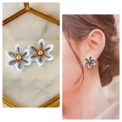 つまみ細工アクセサリー✴︎ピアス（orイヤリング）サージカル