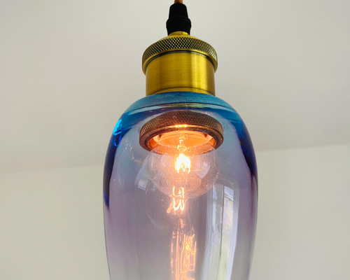 逆さ ペンダントライト おしゃれ照明 スモーキーブルー ハンドメイド シーリング ブルー ホワイト 北欧カフェ風ペンダントライトモダン オシャレ