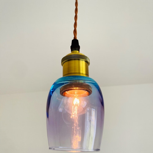 ガラス ブルー青 グラデーション ペンダントライトモダン