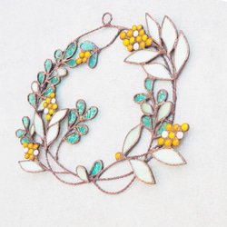 春の陽だまりステンドグラスリース（ミモザ） 7枚目の画像