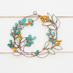 春の陽だまりステンドグラスリース（ミモザ） 3枚目の画像