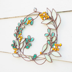 春の陽だまりステンドグラスリース（ミモザ） 5枚目の画像