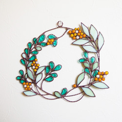 春の陽だまりステンドグラスリース（ミモザ） 8枚目の画像