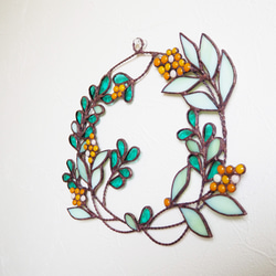 春の陽だまりステンドグラスリース（ミモザ） 9枚目の画像