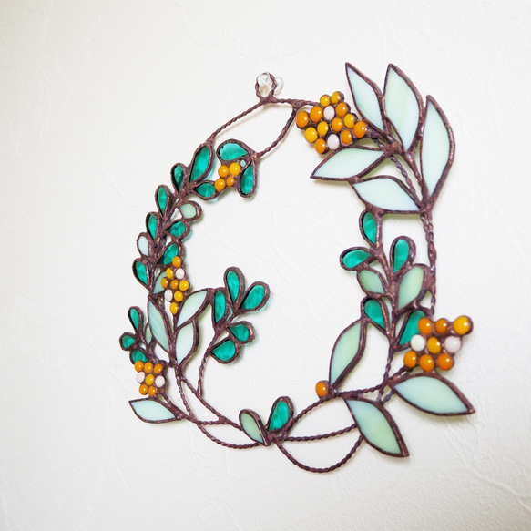 春の陽だまりステンドグラスリース（ミモザ） 9枚目の画像