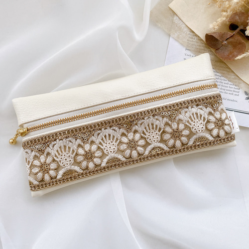 インド刺繍リボン】ハンドメイド ペンケース ポーチ ペンケース うり