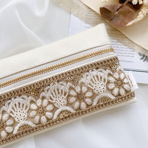 インド刺繍リボン】ハンドメイド ペンケース ポーチ ペンケース うり