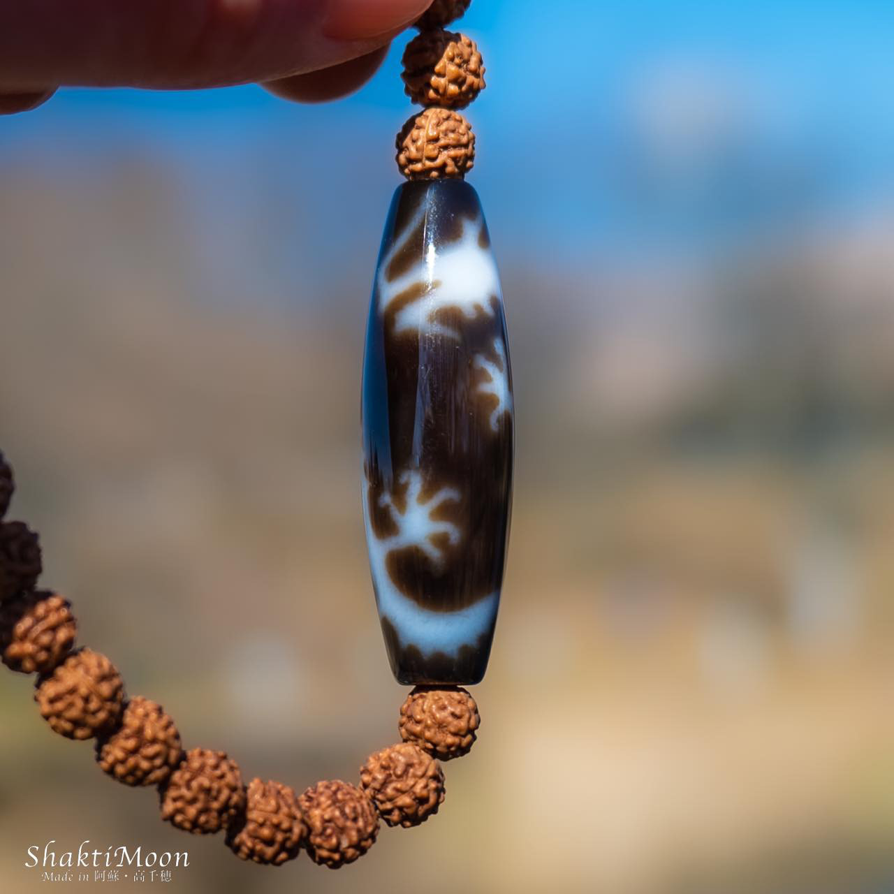 【皇帝龍天珠(五爪龍神) 至純高級天珠 ルドラクシャ】ルドラクシャブレスレット 菩提樹の実 全チャクラ対応