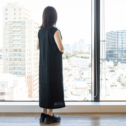 毎日着たくなる♪　高島ちぢみ「こころよしノースリーブワンピ」 ブラック／サーモンピンク 6枚目の画像