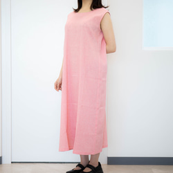 毎日着たくなる♪　高島ちぢみ「こころよしノースリーブワンピ」 ブラック／サーモンピンク 15枚目の画像