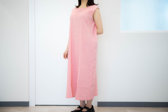 毎日着たくなる♪　高島ちぢみ「こころよしノースリーブワンピ」 ブラック／サーモンピンク 15枚目の画像