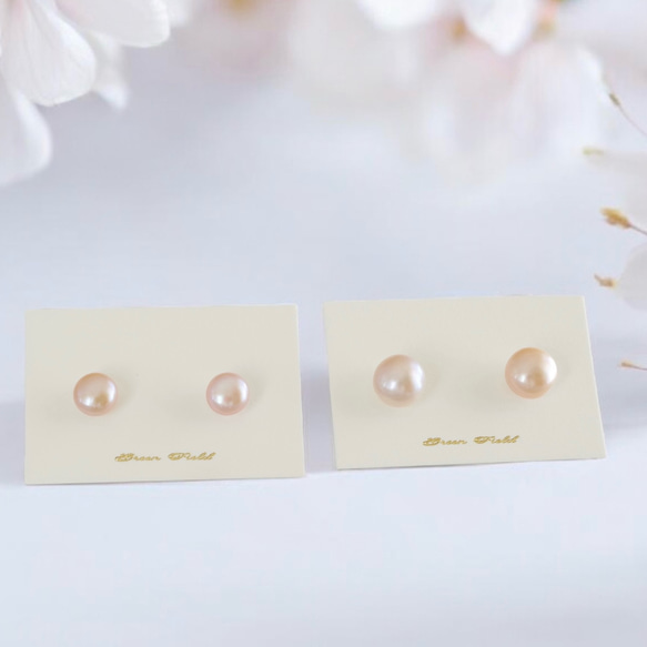 桜色淡水パールの一粒ピアス/イヤリング ゴールド 卒業式 入学式 