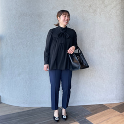 超伸縮ゆったり着痩せ♡気軽に着れる2wayボウタイブラウス 黒【FREE】卒業式フォーマル KMC-760 462460 2枚目の画像