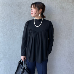超伸縮ゆったり着痩せ♡気軽に着れる2wayボウタイブラウス 黒【FREE】卒業式フォーマル KMC-760 462460 3枚目の画像