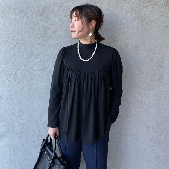 超伸縮ゆったり着痩せ♡気軽に着れる2wayボウタイブラウス 黒【FREE】卒業式フォーマル KMC-760 462460 3枚目の画像