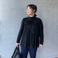 超伸縮ゆったり着痩せ♡気軽に着れる2wayボウタイブラウス 黒【FREE】卒業式フォーマル KMC-760 462460 10枚目の画像