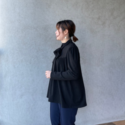 超伸縮ゆったり着痩せ♡気軽に着れる2wayボウタイブラウス 黒【FREE】卒業式フォーマル KMC-760 462460 7枚目の画像