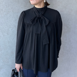 超伸縮ゆったり着痩せ♡気軽に着れる2wayボウタイブラウス 黒【FREE】卒業式フォーマル KMC-760 462460 9枚目の画像