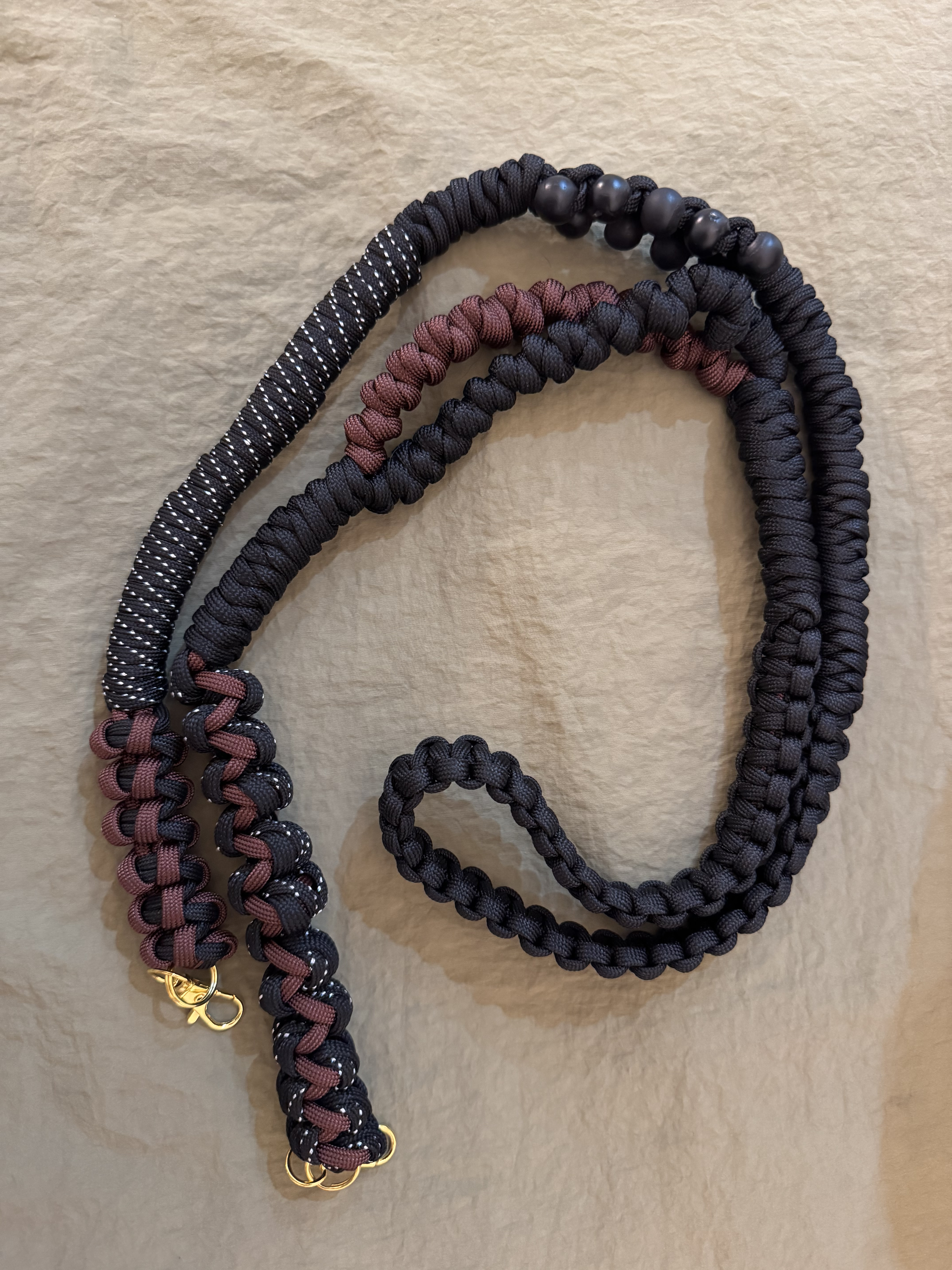 wood ball パラコードストラップ　brown×black