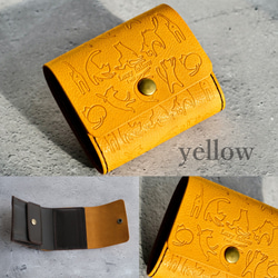 お札を折らない　猫好きのための猫のちいさなお財布　本革　手縫い　ミニ財布　三つ折り　納期約1週間　選べる４色 17枚目の画像