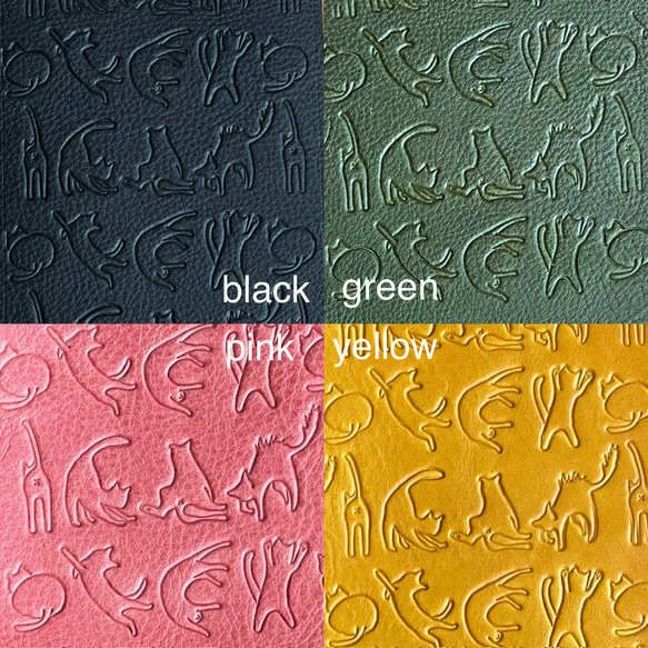 お札を折らない　猫好きのための猫のちいさなお財布　本革　手縫い　ミニ財布　三つ折り　納期約1週間　選べる４色 18枚目の画像