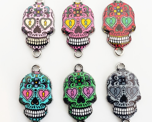 6個 メキシコ 骸骨 スカル カラベラ コネクター 死者の日 カラフル