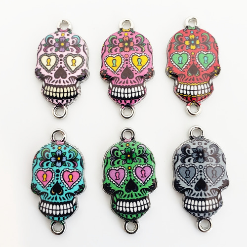 6個 メキシコ 骸骨 スカル カラベラ コネクター 死者の日 カラフル
