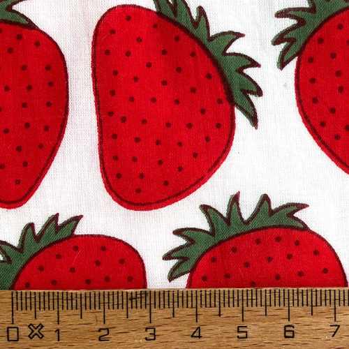 インド ブロックプリント生地 [50cm単位] いちご02 赤 ファブリック