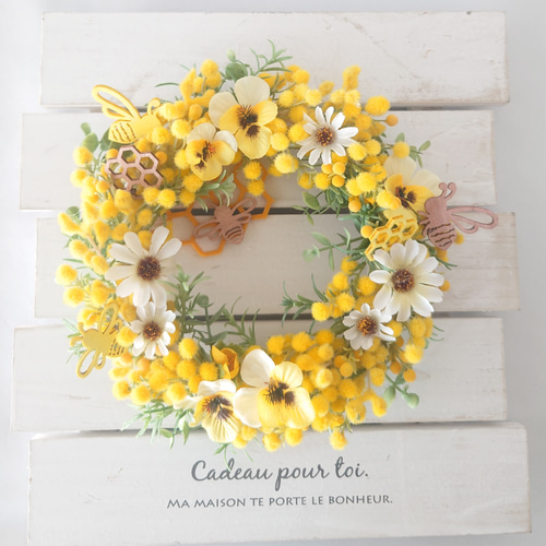 ミツバチのハニーイエローミニリース ☆ラッピング無料☆ リース