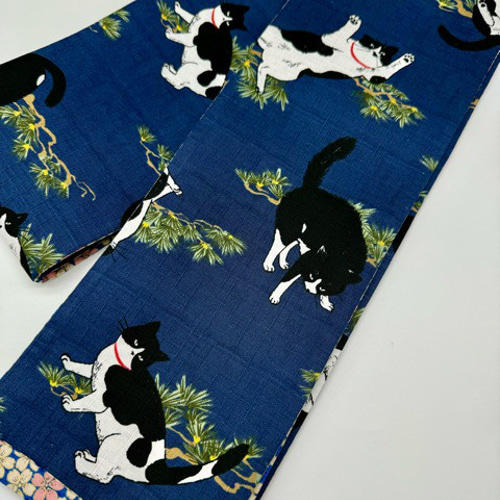 目玉商品】4152木綿半幅帯×2本セット 猫 ×パンダ柄 目玉商品】4152木綿半幅帯×2本セット 猫 ×パンダ柄