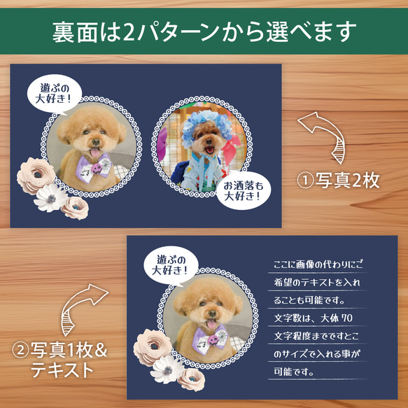 【受注後制作】背景色を選べる ペット名刺 『両面版』 50枚 フラワー no.01 2枚目の画像