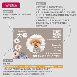 【受注後制作】背景色を選べる ペット名刺 『両面版』 50枚 フラワー no.01 9枚目の画像