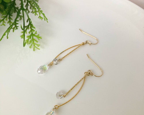 キラキラ雫のイヤリング／ピアス イヤリング・ノンホールピアス