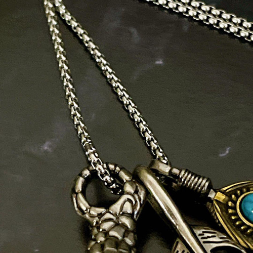 ラスト1点 真鍮 ターコイズ ネックレス フェザー メンズ ギフト