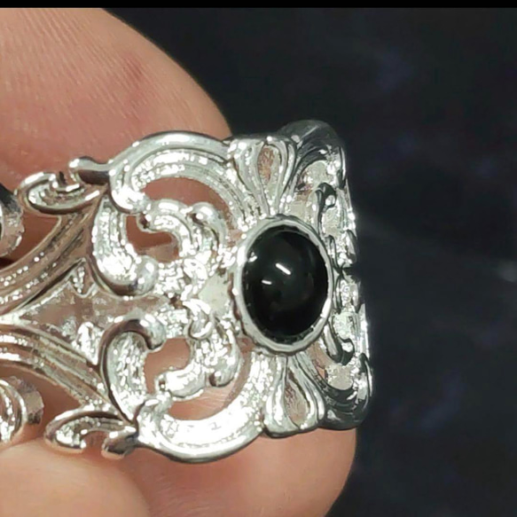 人気商品　大特価　silver925　メキシカンリング　オニキス　銀　ハンドメイド　刻印入り　　フリーサイズ　 8枚目の画像