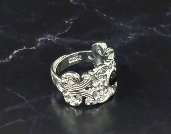 人気商品　大特価　silver925　メキシカンリング　オニキス　銀　ハンドメイド　刻印入り　　フリーサイズ　 4枚目の画像