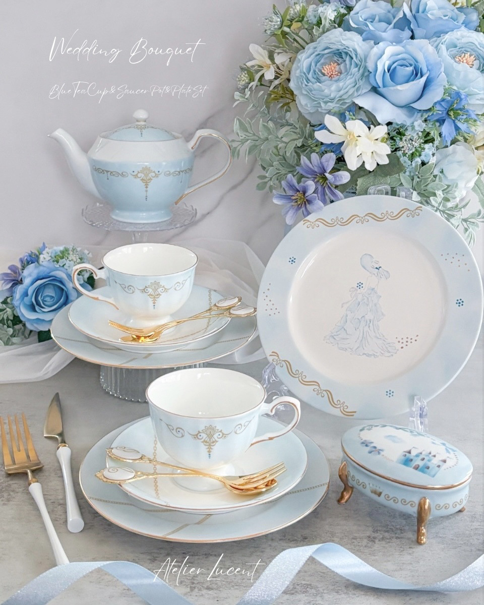 ベビーブルーのティーセット(11点)