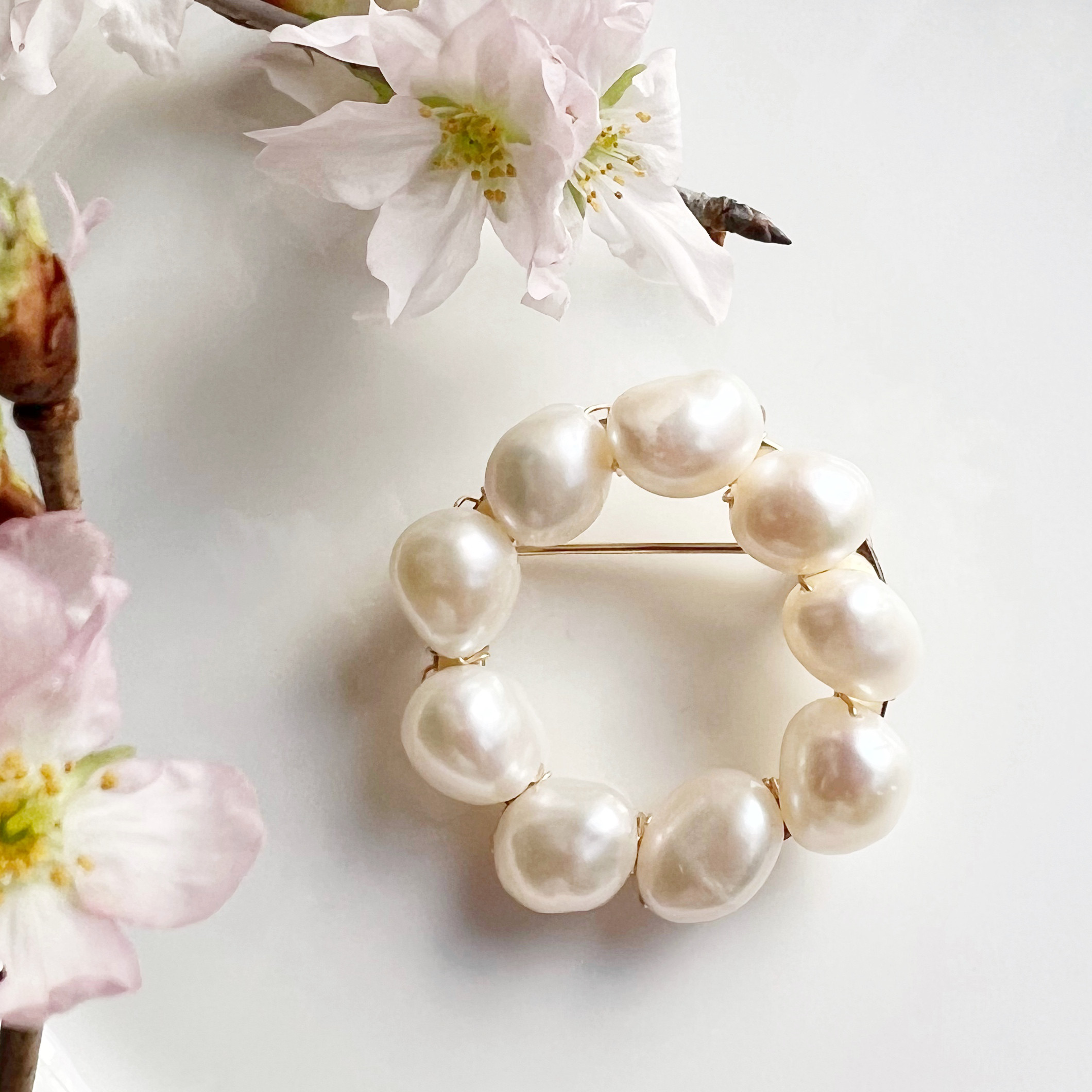 【teneramente テネラメンテ】淡水パール 思い出ブローチ