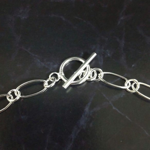 ユニセックス　simple　ネックレス ブレス　 シルバー925 フィガロチェーン　silver　銀　ハンドメイド　刻印 4枚目の画像