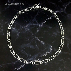 ユニセックス　simple　ネックレス ブレス　 シルバー925 フィガロチェーン　silver　銀　ハンドメイド　刻印 2枚目の画像