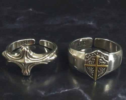 指輪　5点セット　リング　クロス　シルバー　約13号サイズ　アメカジ　メキシカン 指輪 5点セット リング クロス シルバー 約13号サイズ アメカジ