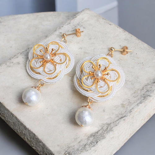 ☆❤️ ピアス　水引　イヤリング　和装　　パール　洋装　タッセル　着物　パール 彩華 水引 ピアス イヤリング 白無垢 結婚式 ウェディング フォト