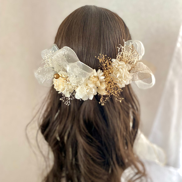 ꕤ*.゜月の形ドライフラワーネックレス　秋色　　　リボンパーツ ꕤ*.゜月の形ドライフラワーネックレス 秋色 リボンパーツ ꕤ*.゜月