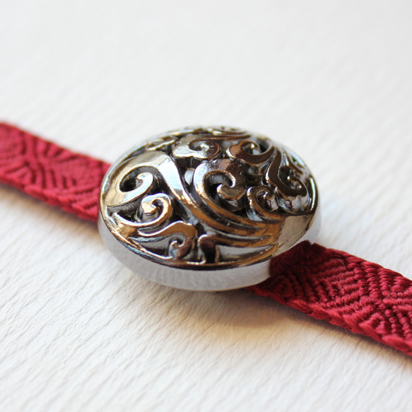 ●帯留/帯留め 波 いぶし銀 6枚目の画像