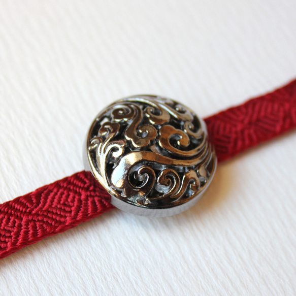 ●帯留/帯留め 波 いぶし銀 2枚目の画像