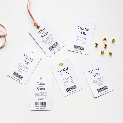 サンキュータグ10枚 洋服タグ風 名入れOK プチギフト [デザインB] 席次