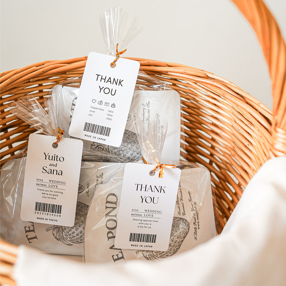 サンキュータグ10枚 洋服タグ風 名入れOK プチギフト [デザインB] 席次