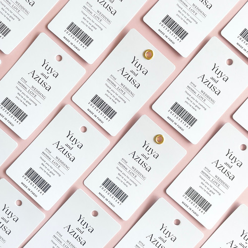 サンキュータグ10枚 洋服タグ風 名入れOK プチギフト [デザインA] 席次